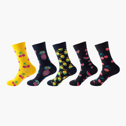 Women Pack Of 5 Patterned Cotton Calf Length Socks