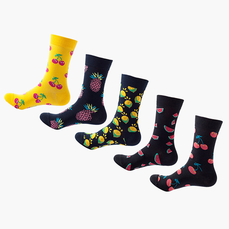 Women Pack Of 5 Patterned Cotton Calf Length Socks