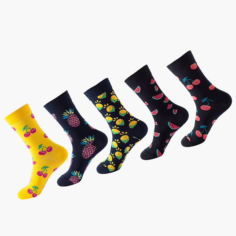Women Pack Of 5 Patterned Cotton Calf Length Socks