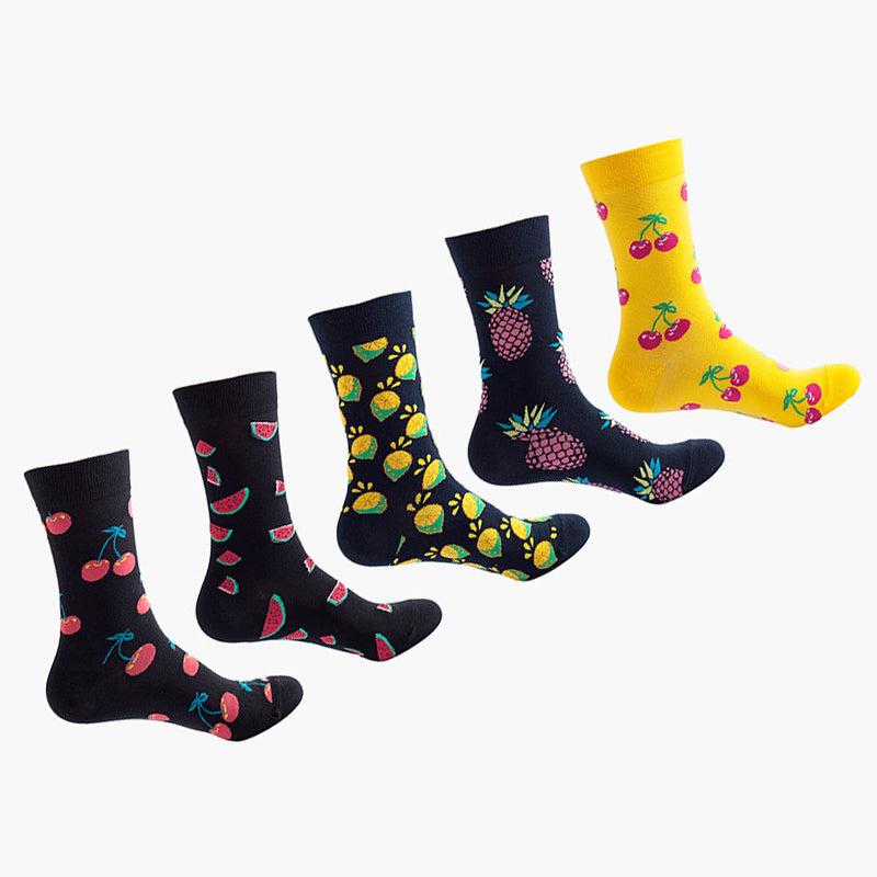Women Pack Of 5 Patterned Cotton Calf Length Socks