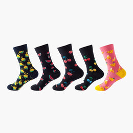 Women Pack Of 5 Patterned Cotton Calf Length Socks