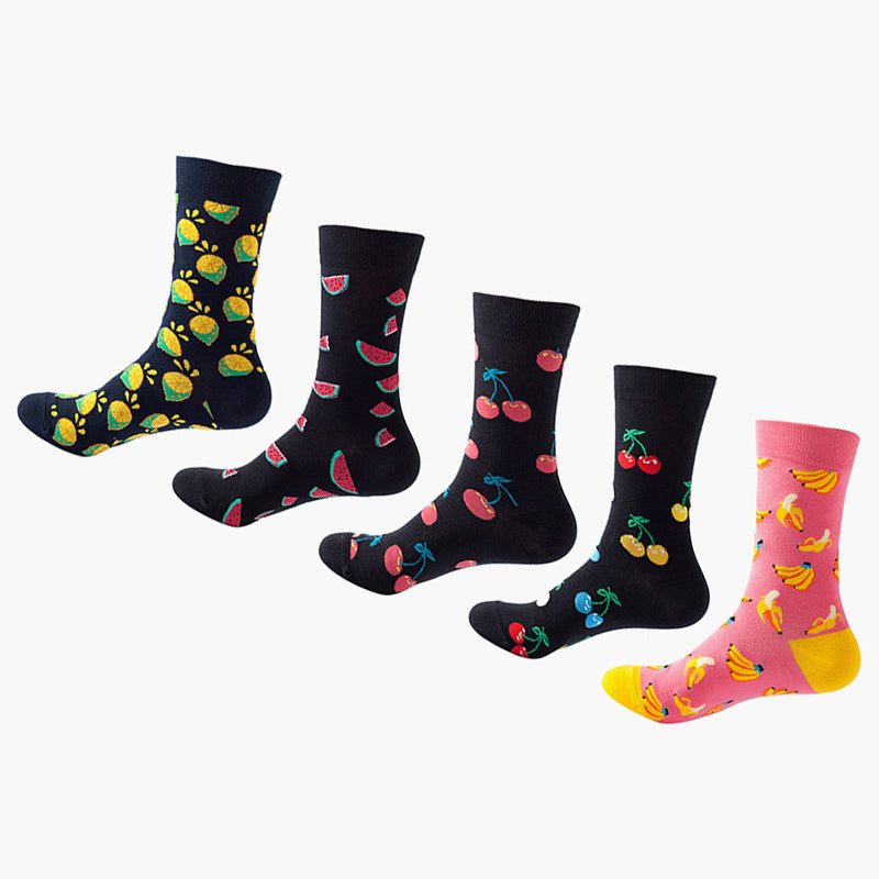 Women Pack Of 5 Patterned Cotton Calf Length Socks