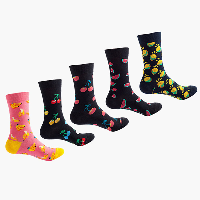 Women Pack Of 5 Patterned Cotton Calf Length Socks