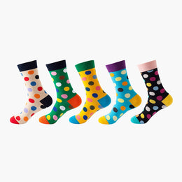 Women Pack Of 5 Patterned Cotton Calf Length Socks
