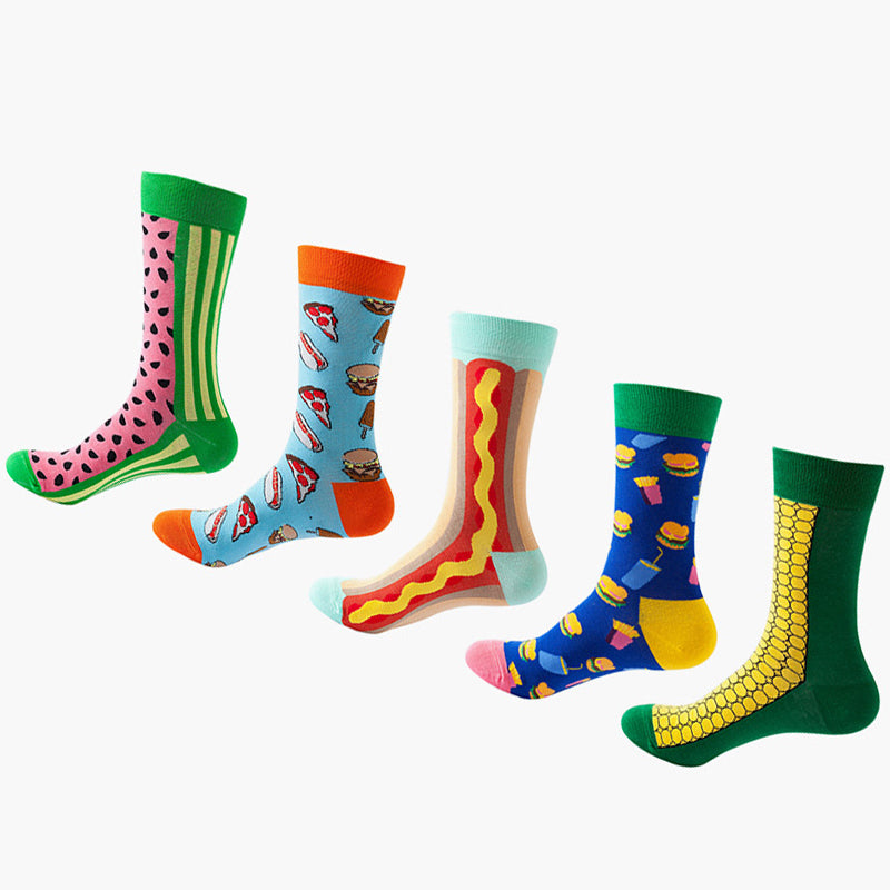 Pack Of 5 Patterned Cotton Calf Length Socks