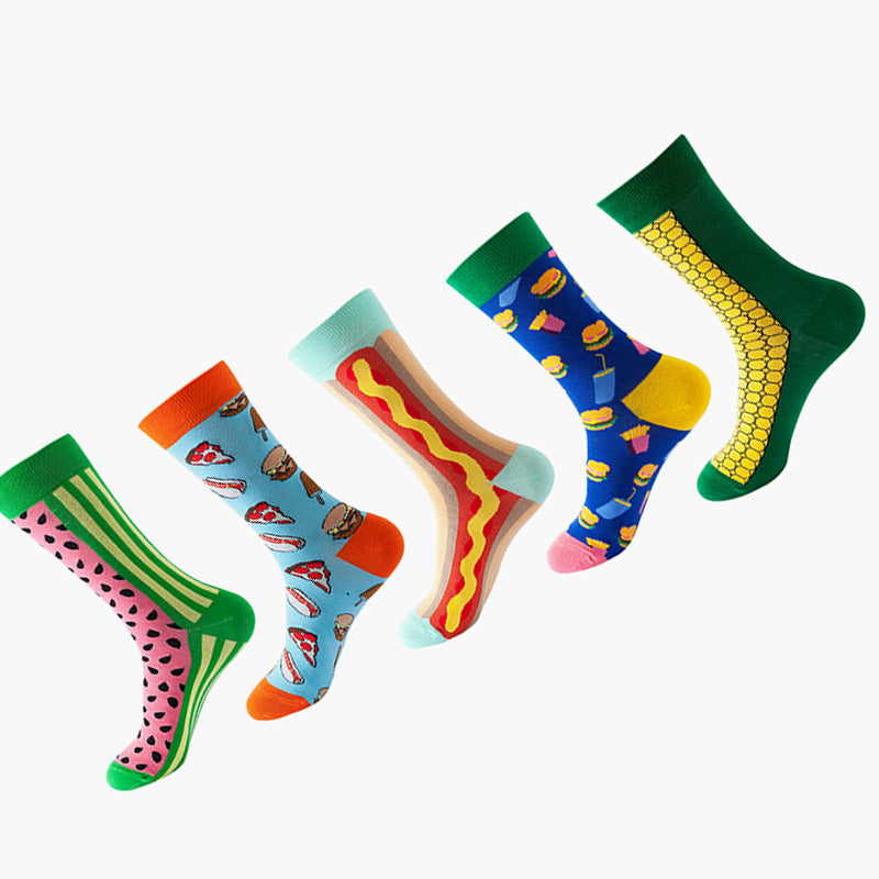 Pack Of 5 Patterned Cotton Calf Length Socks