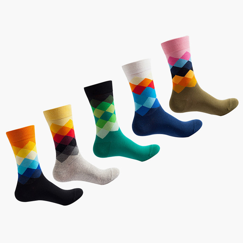 Women Pack Of 5 Patterned Cotton Calf Length Socks
