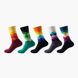 Women Pack Of 5 Patterned Cotton Calf Length Socks