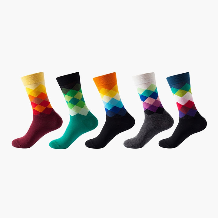 Women Pack Of 5 Patterned Cotton Calf Length Socks