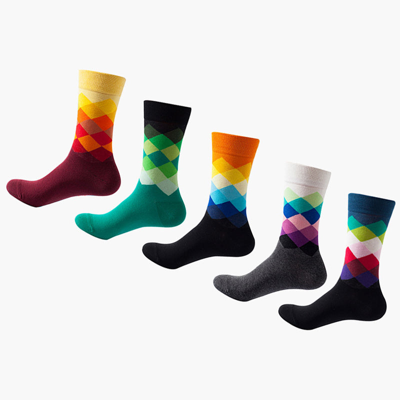 Women Pack Of 5 Patterned Cotton Calf Length Socks