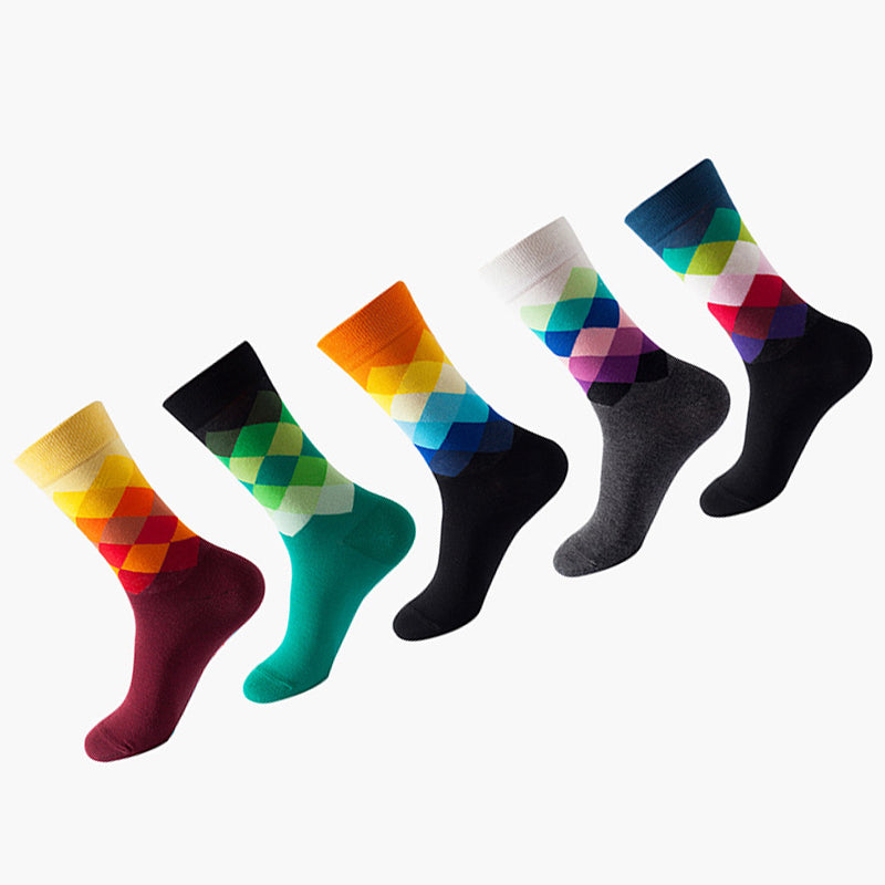 Women Pack Of 5 Patterned Cotton Calf Length Socks