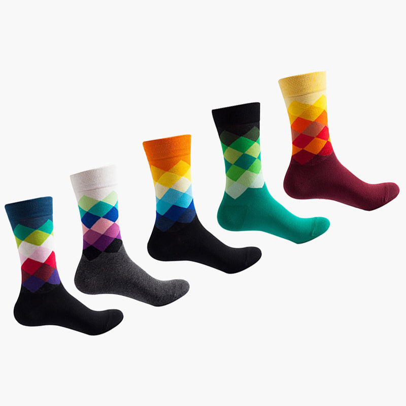 Women Pack Of 5 Patterned Cotton Calf Length Socks