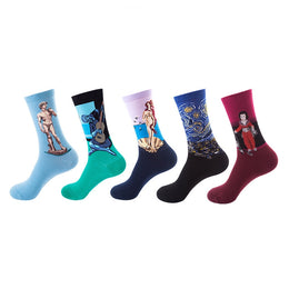 Women Pack Of 5 Patterned Cotton Calf Length Socks