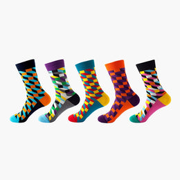 Women Pack Of 5 Patterned Cotton Calf Length Socks