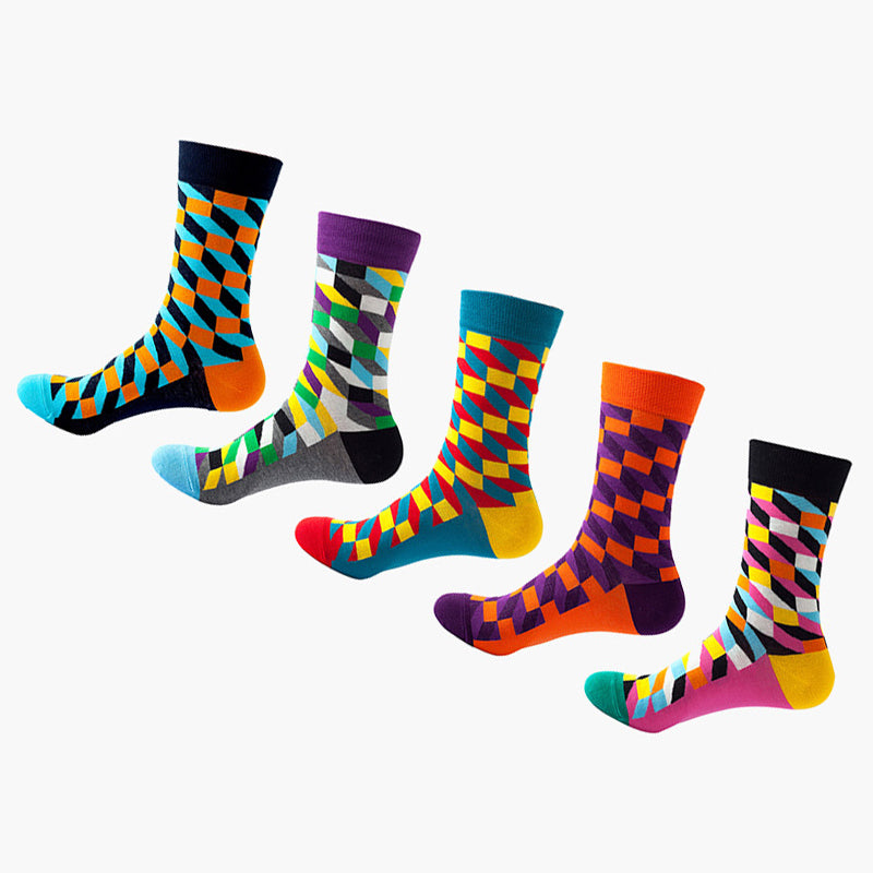 Women Pack Of 5 Patterned Cotton Calf Length Socks