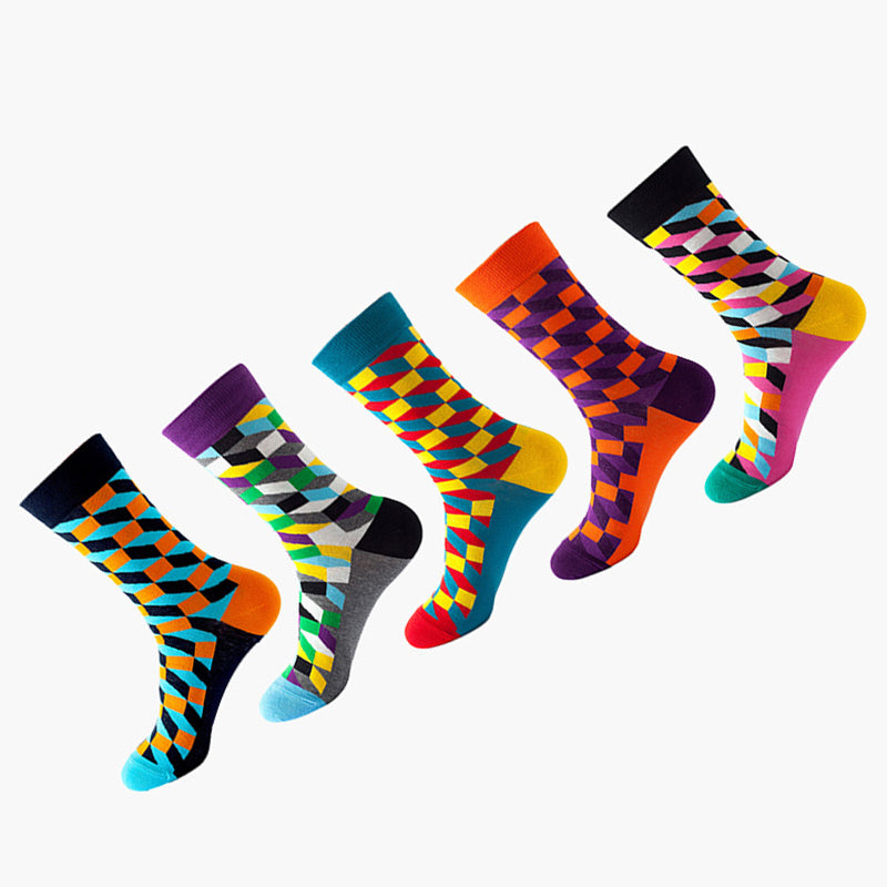 Women Pack Of 5 Patterned Cotton Calf Length Socks