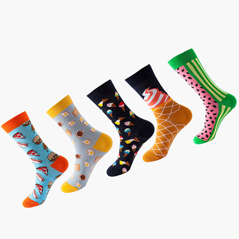 Women Pack Of 5 Patterned Cotton Calf Length Socks
