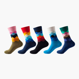 Women Pack Of 5 Patterned Cotton Calf Length Socks