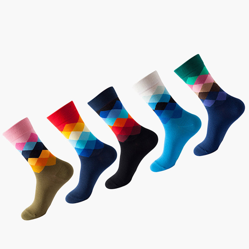 Women Pack Of 5 Patterned Cotton Calf Length Socks