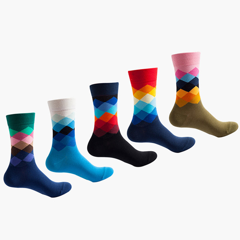Women Pack Of 5 Patterned Cotton Calf Length Socks