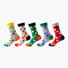 Women Pack Of 5 Patterned Cotton Calf Length Socks