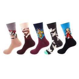 Women Pack Of 5 Patterned Cotton Calf Length Socks