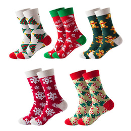 Women Pack Of 5 Printed Cotton Calf-Length Socks