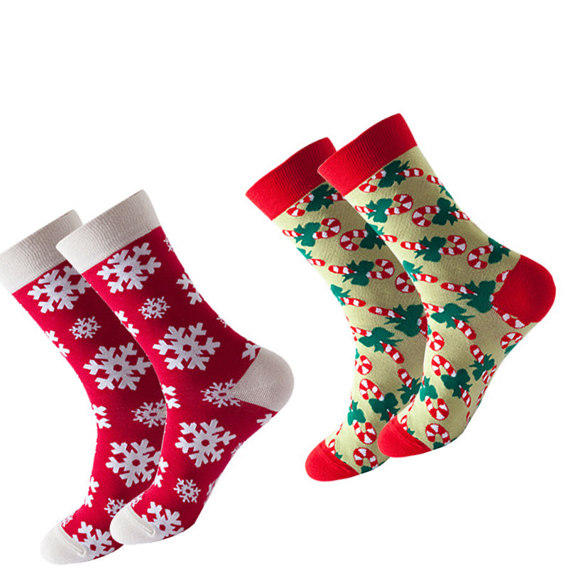 Women Pack Of 5 Printed Cotton Calf-Length Socks