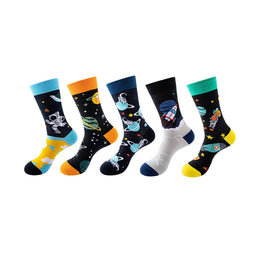Women Pack Of 5 Patterned Cotton Calf Length Socks