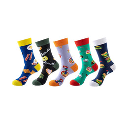 Women Pack Of 5 Patterned Cotton Calf Length Socks