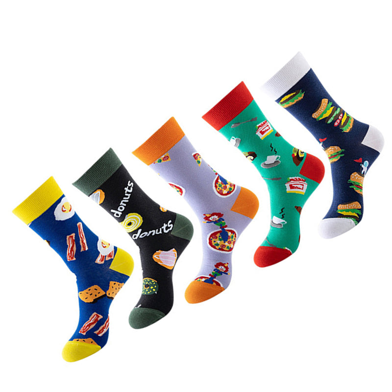 Women Pack Of 5 Patterned Cotton Calf Length Socks