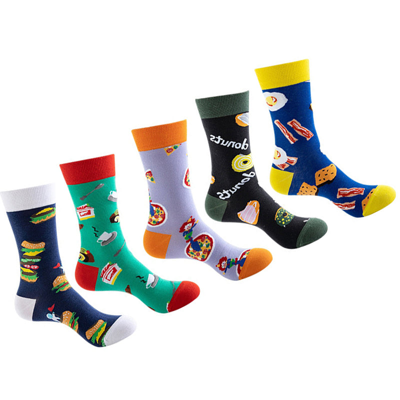 Women Pack Of 5 Patterned Cotton Calf Length Socks