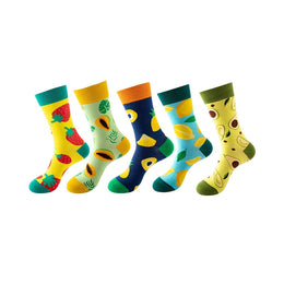 Women Pack Of 5 Patterned Cotton Calf Length Socks