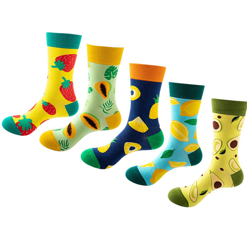 Women Pack Of 5 Patterned Cotton Calf Length Socks