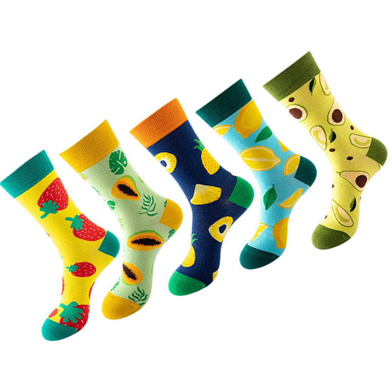 Women Pack Of 5 Patterned Cotton Calf Length Socks