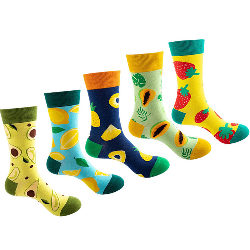 Women Pack Of 5 Patterned Cotton Calf Length Socks