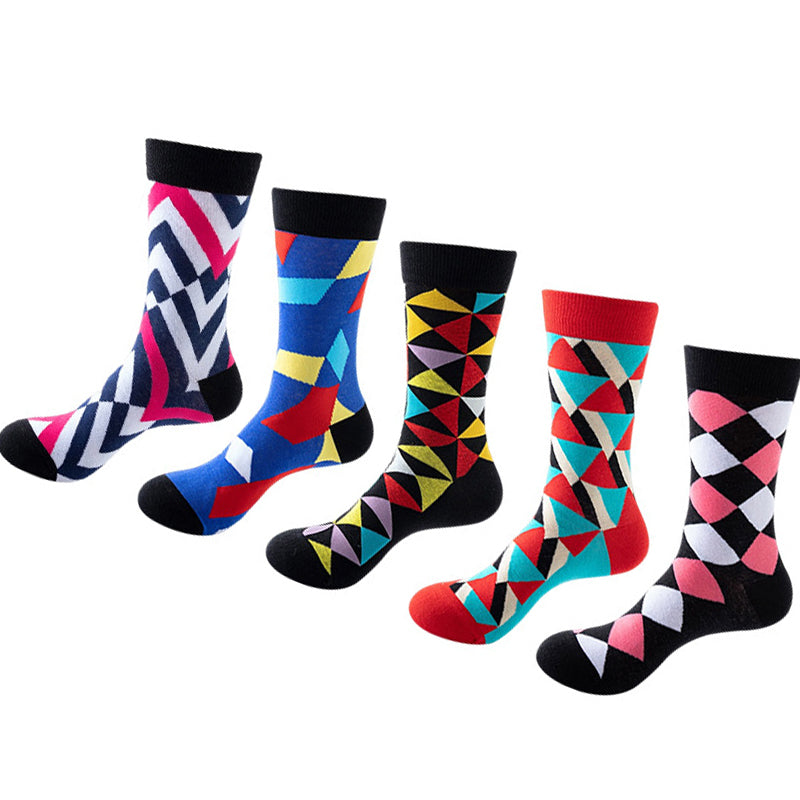 Women Pack Of 5 Patterned Cotton Calf Length Socks
