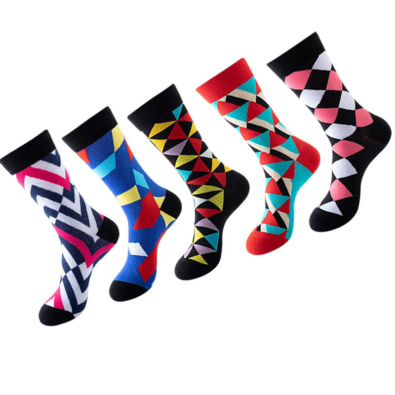 Women Pack Of 5 Patterned Cotton Calf Length Socks