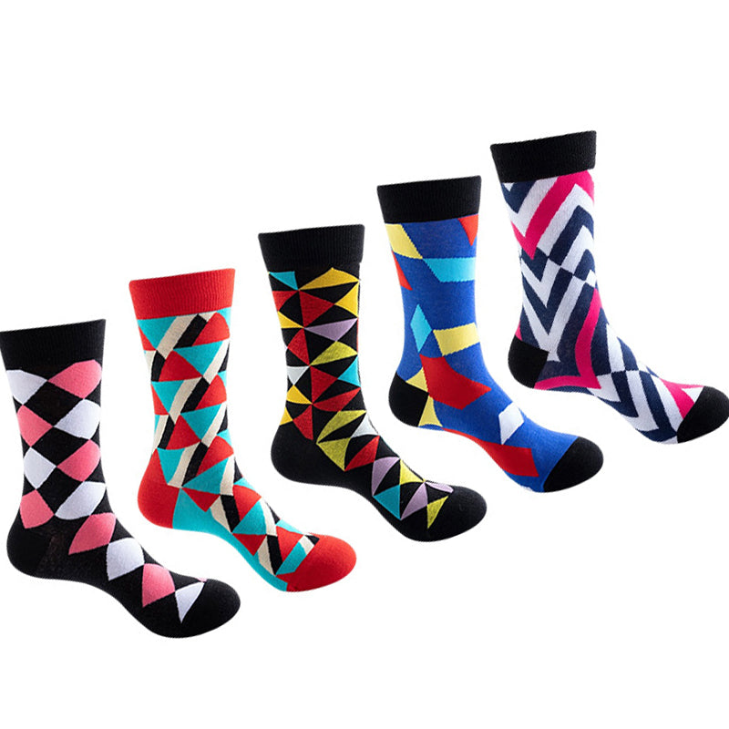 Women Pack Of 5 Patterned Cotton Calf Length Socks