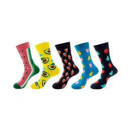 Women Pack Of 5 Patterned Cotton Calf Length Socks
