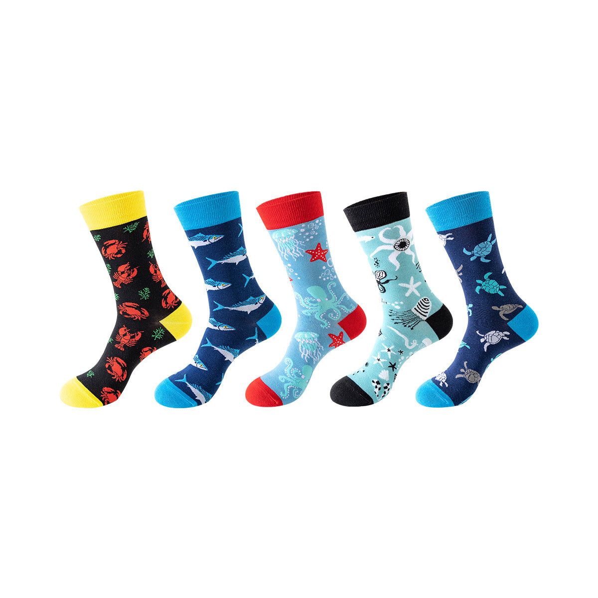 Women Pack Of 5 Patterned Cotton Calf Length Socks