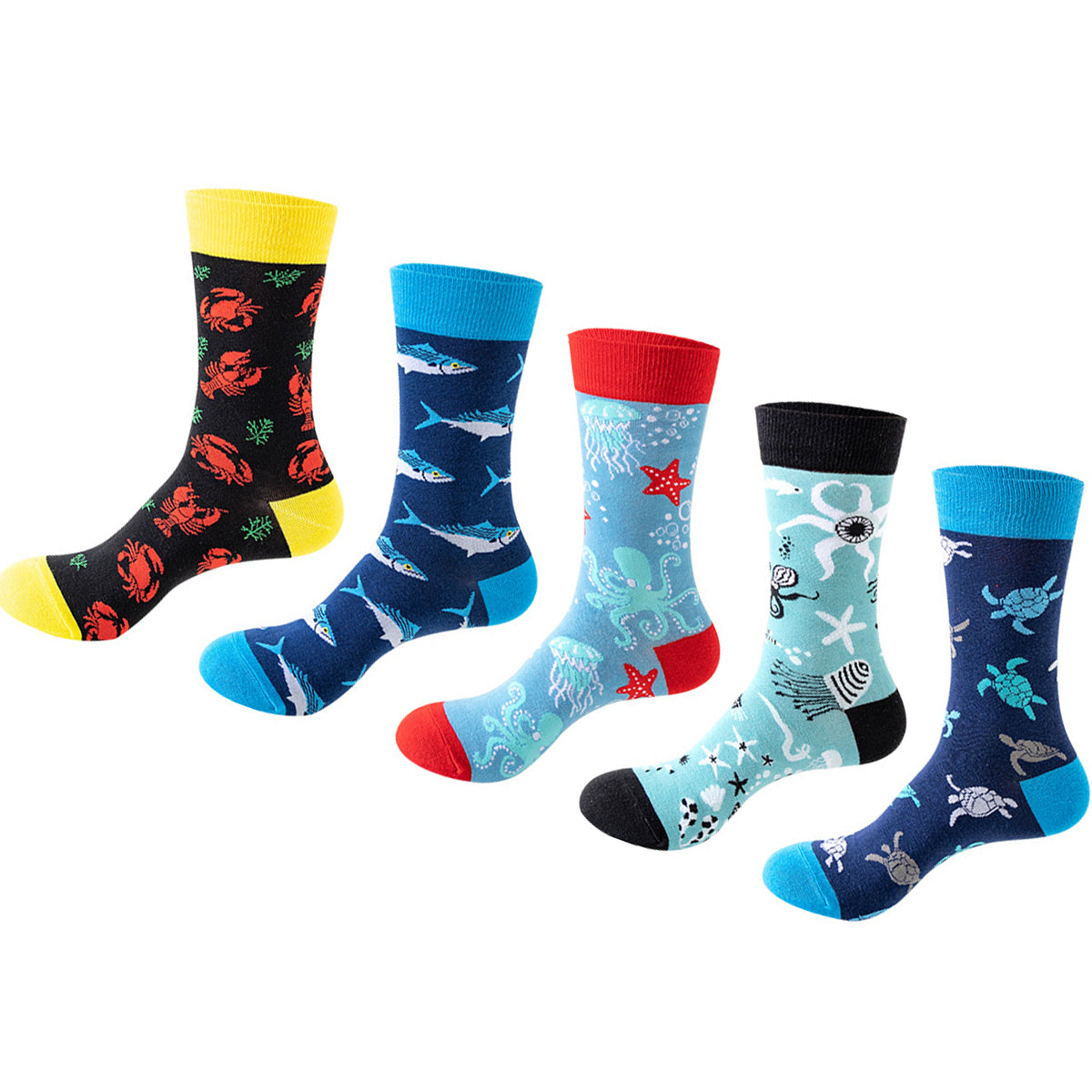 Women Pack Of 5 Patterned Cotton Calf Length Socks