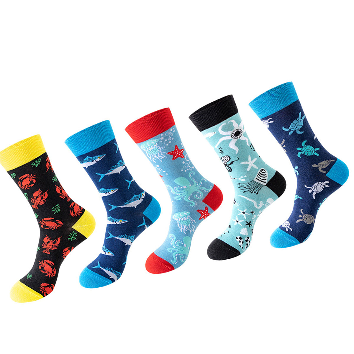 Women Pack Of 5 Patterned Cotton Calf Length Socks