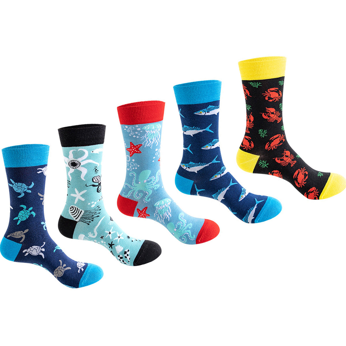 Women Pack Of 5 Patterned Cotton Calf Length Socks
