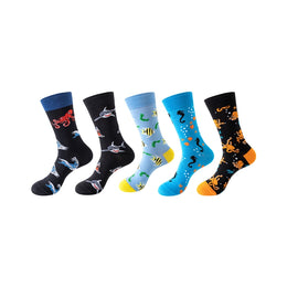 Women Pack Of 5 Patterned Cotton Calf Length Socks