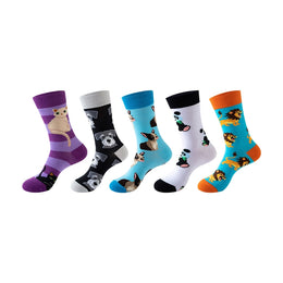 Women Pack Of 5 Patterned Cotton Calf Length Socks