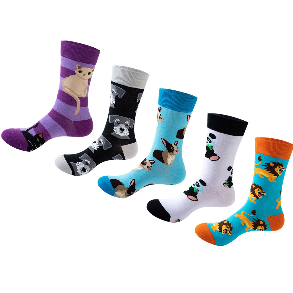 Women Pack Of 5 Patterned Cotton Calf Length Socks