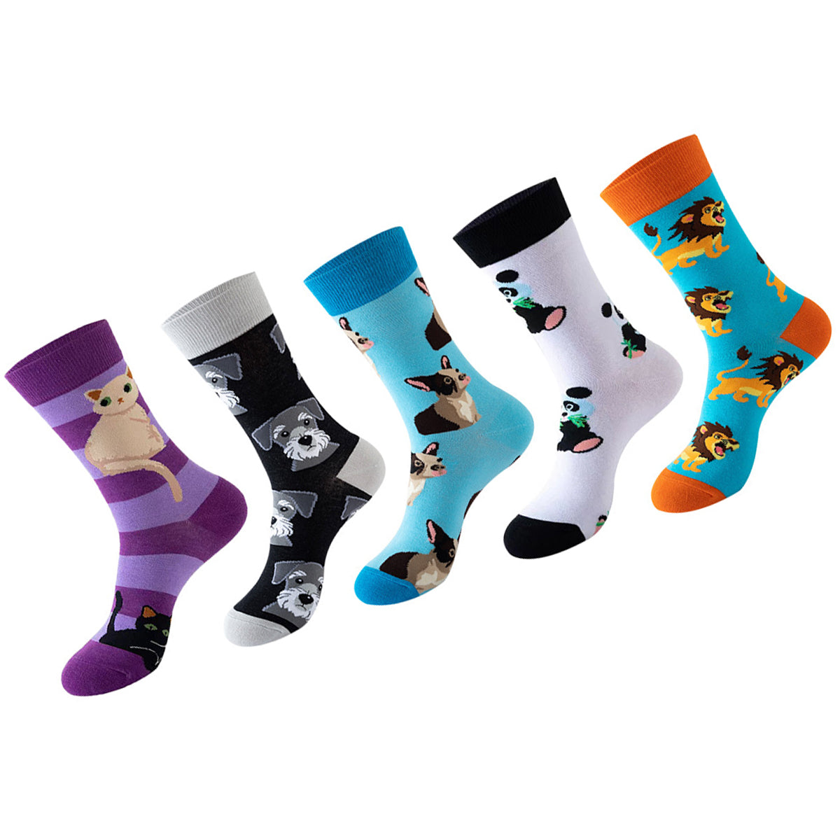 Women Pack Of 5 Patterned Cotton Calf Length Socks