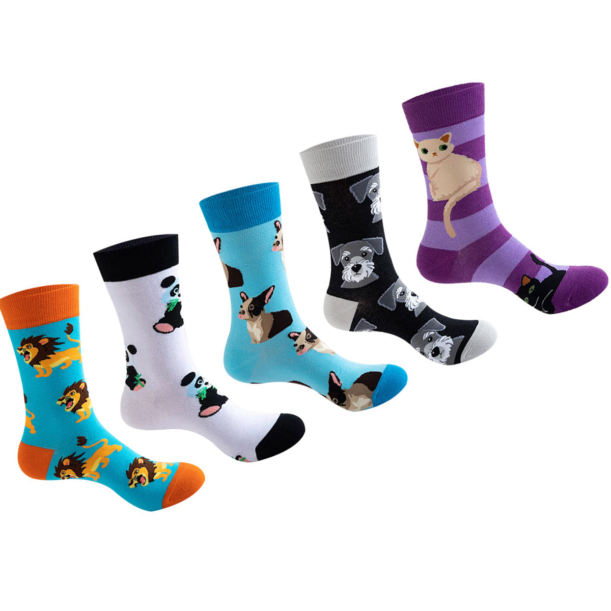 Women Pack Of 5 Patterned Cotton Calf Length Socks