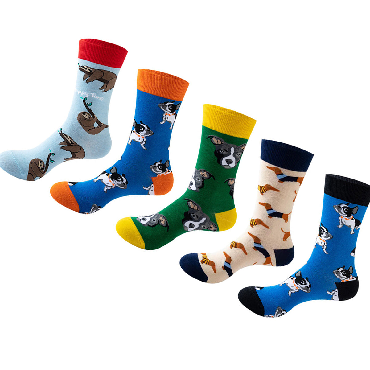 Women Pack Of 5 Patterned Cotton Calf Length Socks